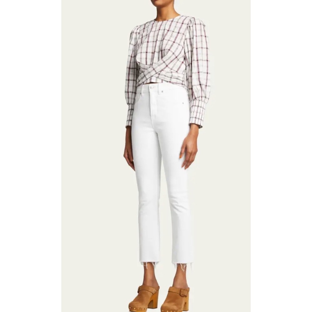 VERONICA BEARD Carly Kick Flare Jeans with Raw Hem Size‎ 26 White